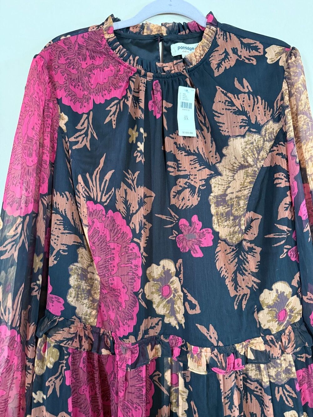NWT Porridge by Anthropologie Puff-Sleeved Floral Mini Dress Size 2XLarge Whimsy - Picture 6 of 16